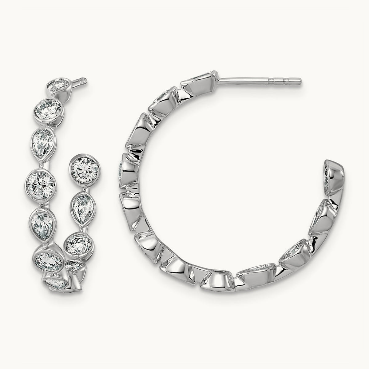 Post Round/Pear Hoop Earrings, 2.25-2.50 ct tw Lab-Grown Diamond