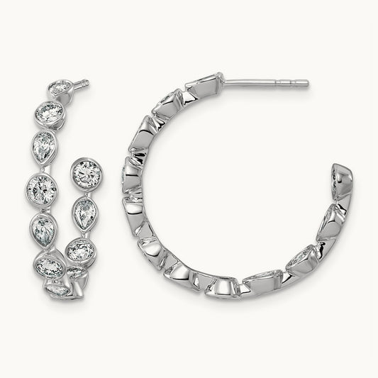 Post Round/Pear Hoop Earrings, 2.25-2.50 ct tw Lab-Grown Diamond