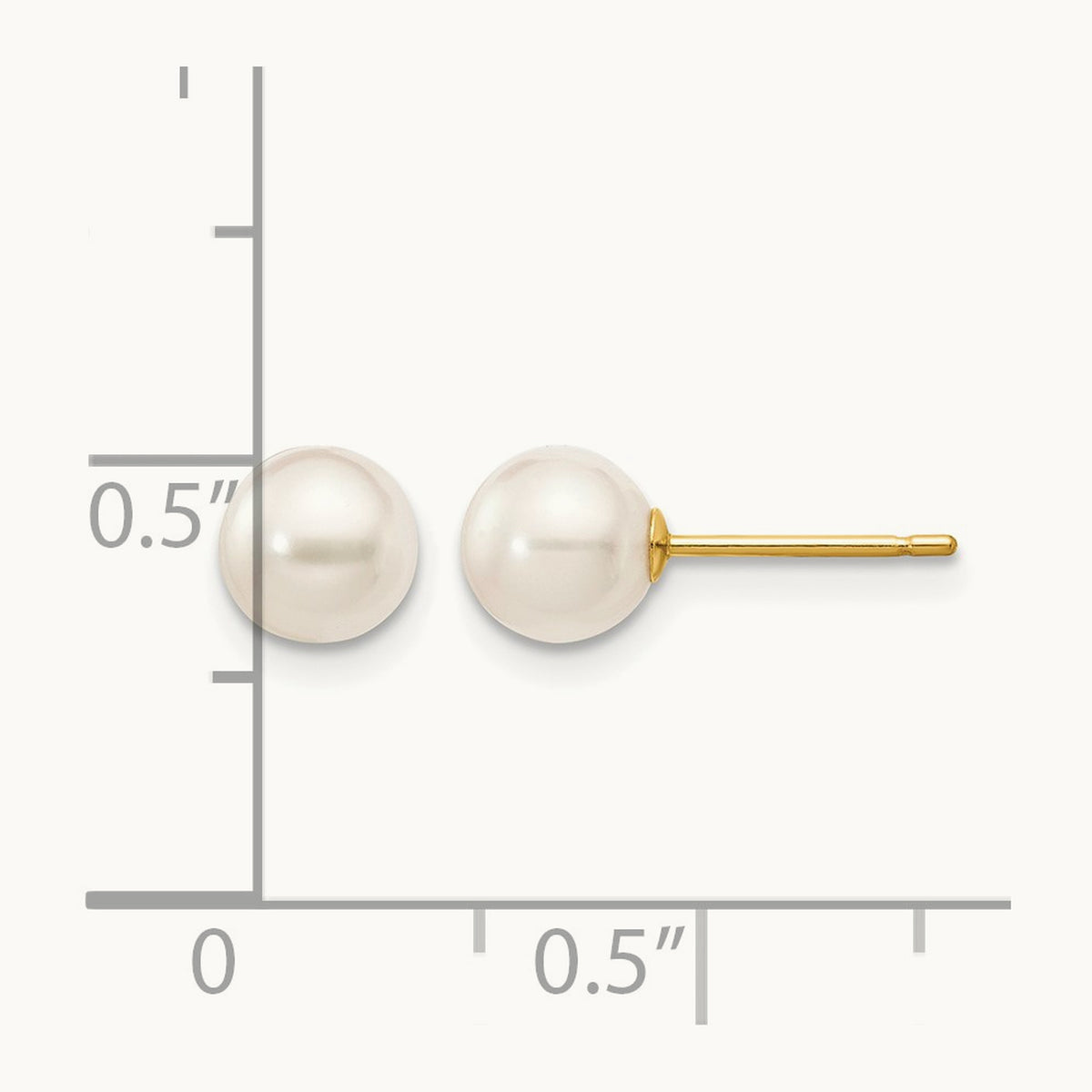5- Round White Saltwater Akoya Cultured Pearl Stud Post Earrings, 6mm, 14K