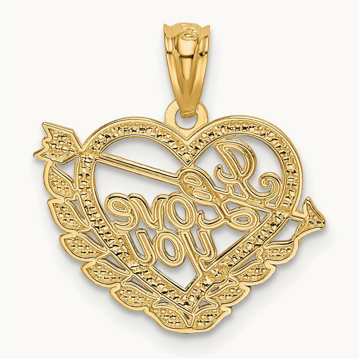 I LOVE YOU Heart Pendant, 14K with Rhodium