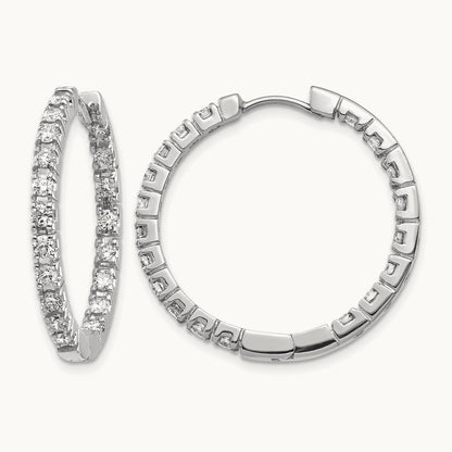 VS Diamond Hinged Hoop Earrings, 14K White Gold