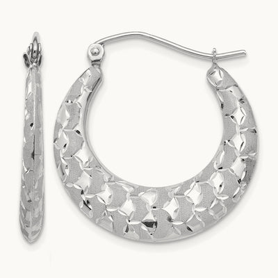 Satin and Diamond-cut Hoop Earrings — photo set