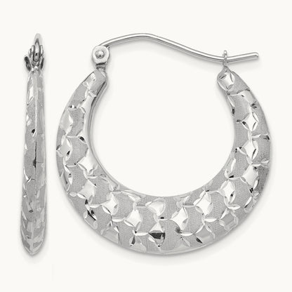 Satin and Diamond-cut Hoop Earrings — photo set