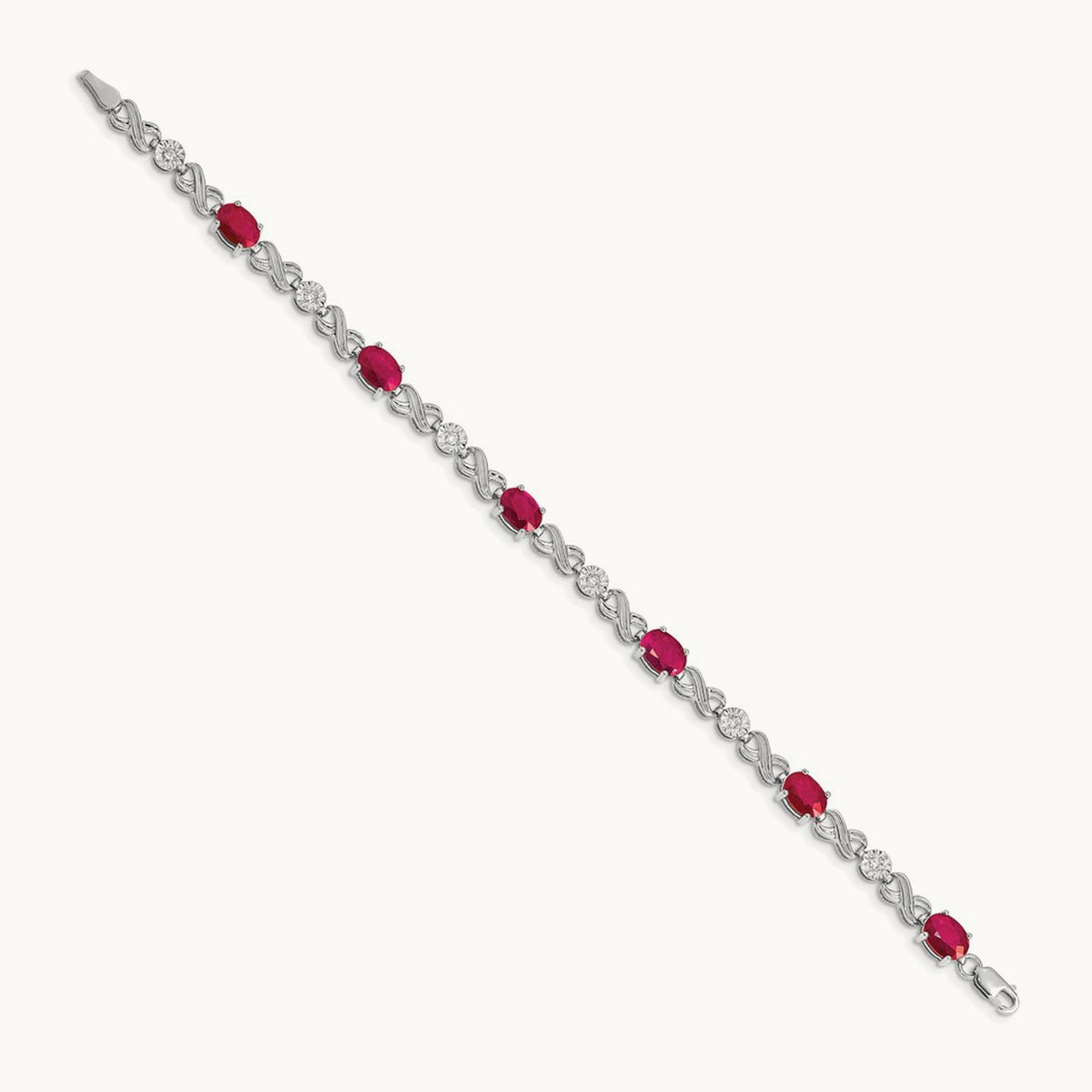 Diamond and Ruby Infinity Bracelet — 14K White Gold, 7.25mm
