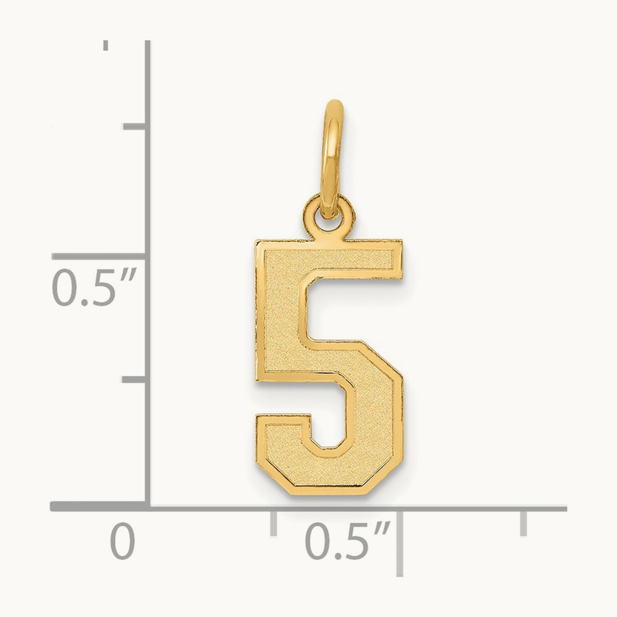 Small Satin Number 5 Charm — 14K Yellow Gold