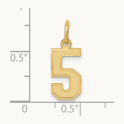 Small Satin Number 5 Charm — 14K Yellow Gold