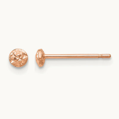 Puff Circle Stud Earrings — 14K Rose Gold, 3mm