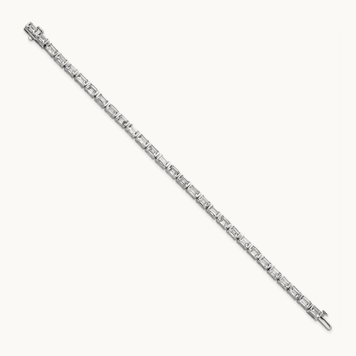 Emerald Bezel Tennis Bracelet, 10.00 ct tw Lab-Grown Diamond — 14K White Gold
