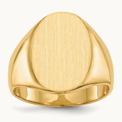 14.0x18. Closed Back Mens Signet Ring, 0mm, 14K