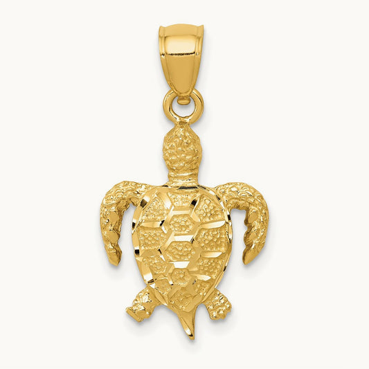 Turtle Pendant, 14K