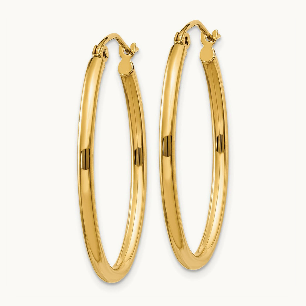 Oval Polished Hoop Earring, 14K