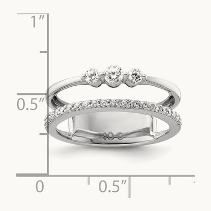 Polished Diamond Double Band Fashion Ring, 14K White Gold