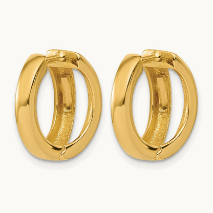 Polished Fancy Tapered Hinged Round Hoop Earrings, 14K — Leslie's