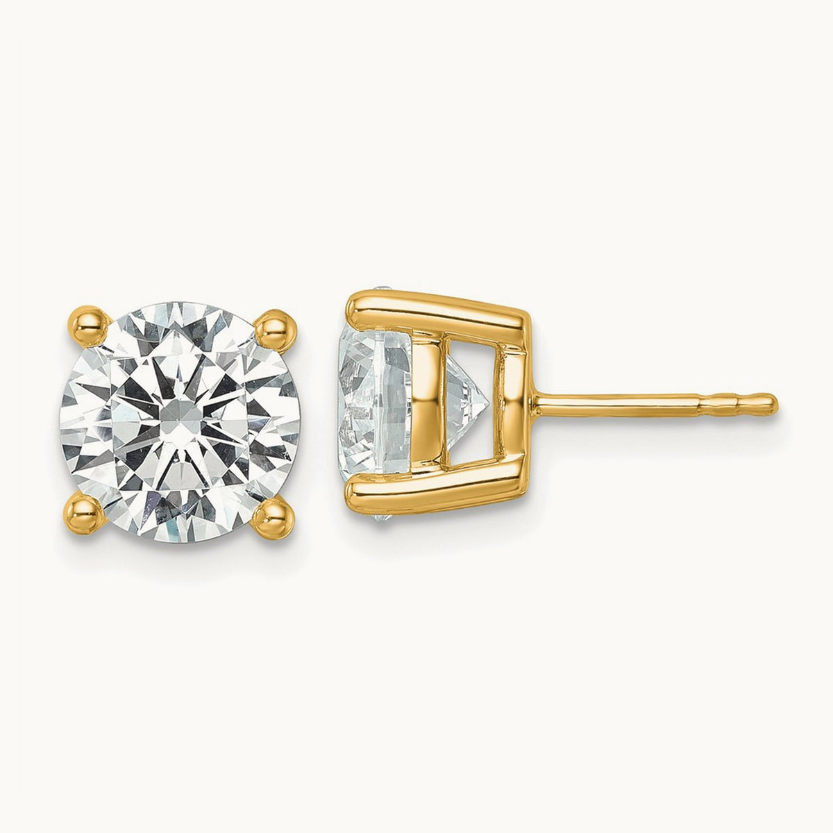 Round Lightweight Earrings, 0.25-6.00 ct tw Lab-Grown Diamond — 6 ct, 10K Yellow Gold