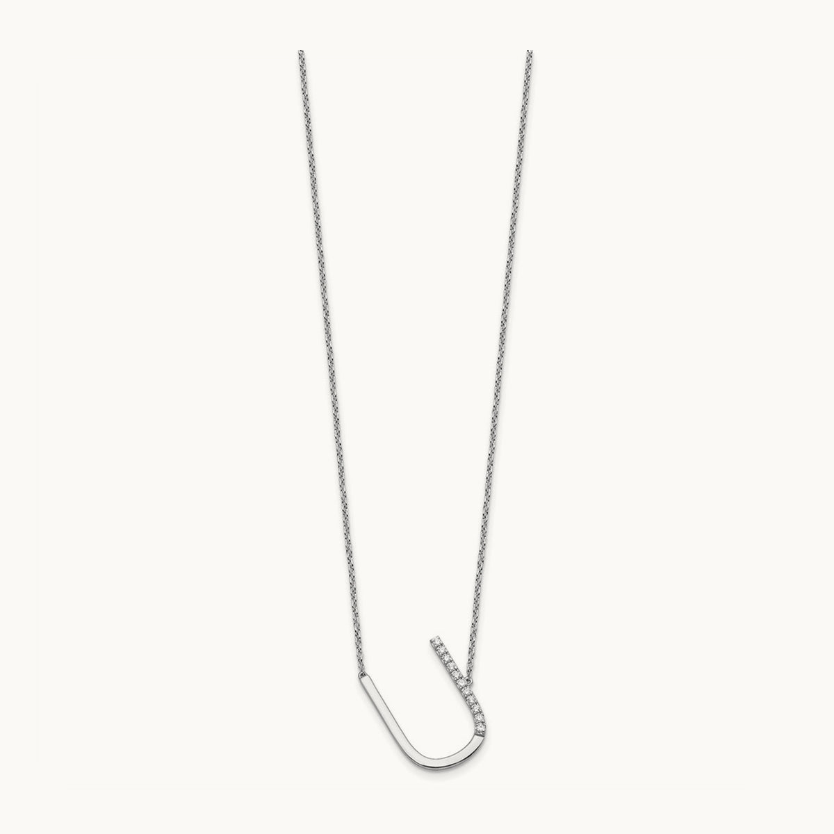 Sideways Diamond Necklace — 14K White Gold, U