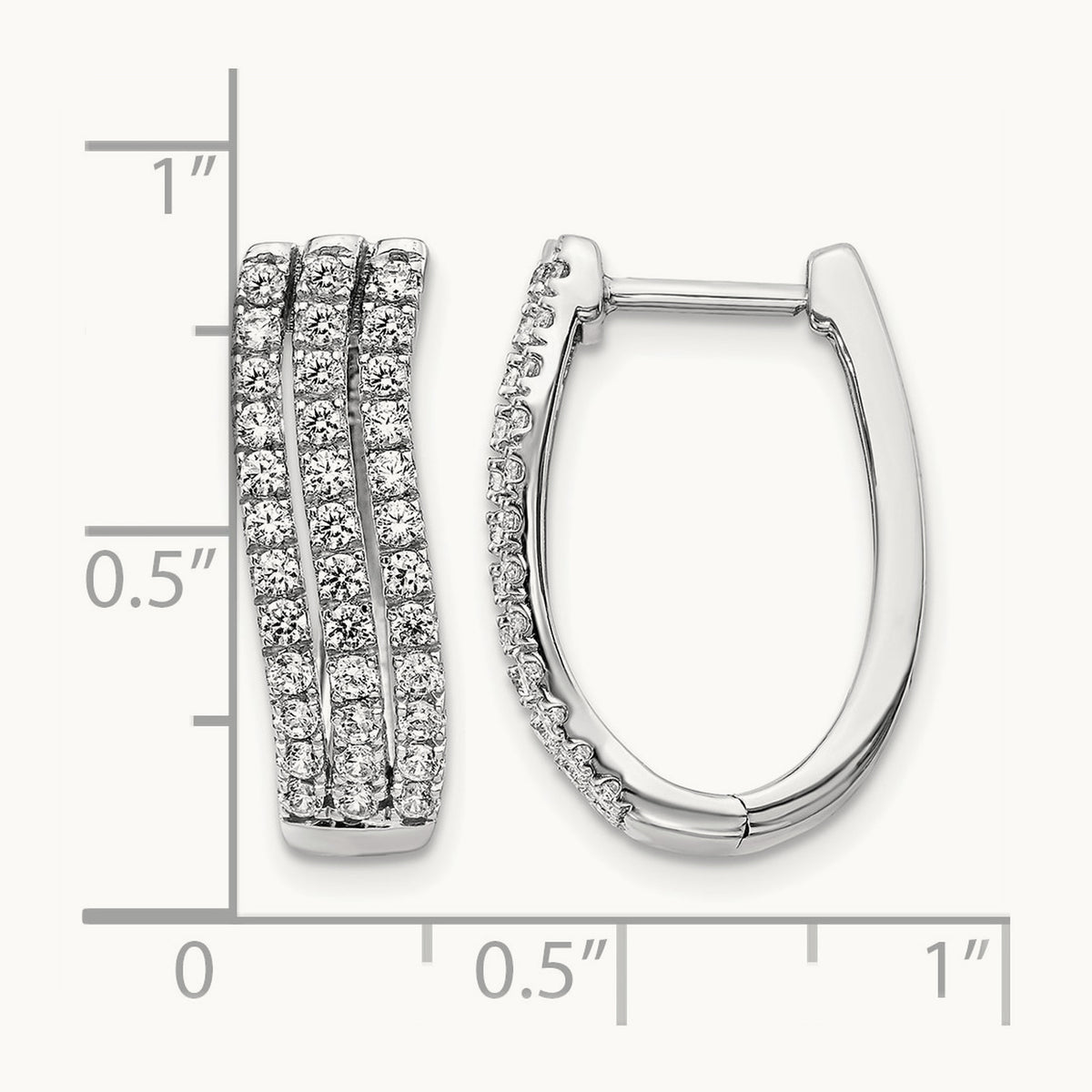 3-row Diamond Hinged Hoop Earrings — 20mm