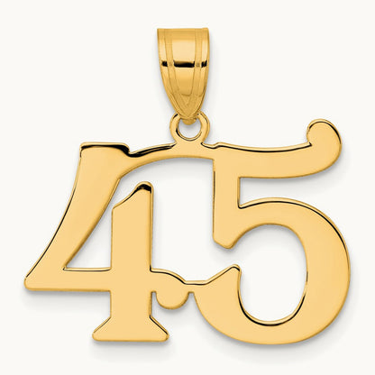 Polished Number 45 Pendant, 14K