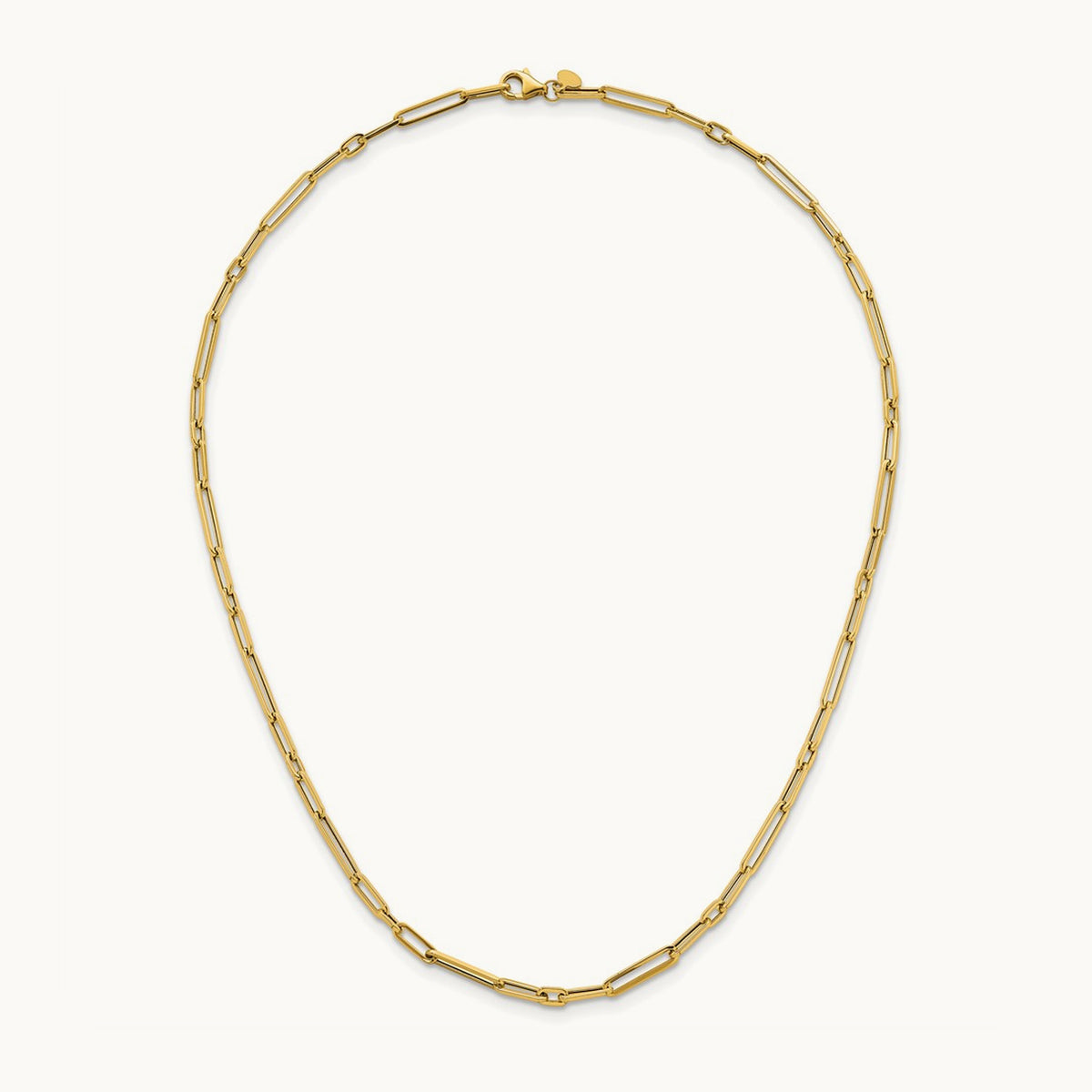 Polished 17in Paperclip Link Necklace, 14K