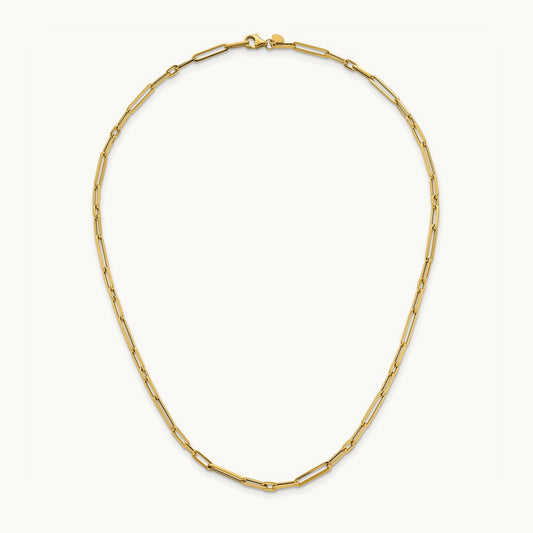 Polished 17in Paperclip Link Necklace, 14K