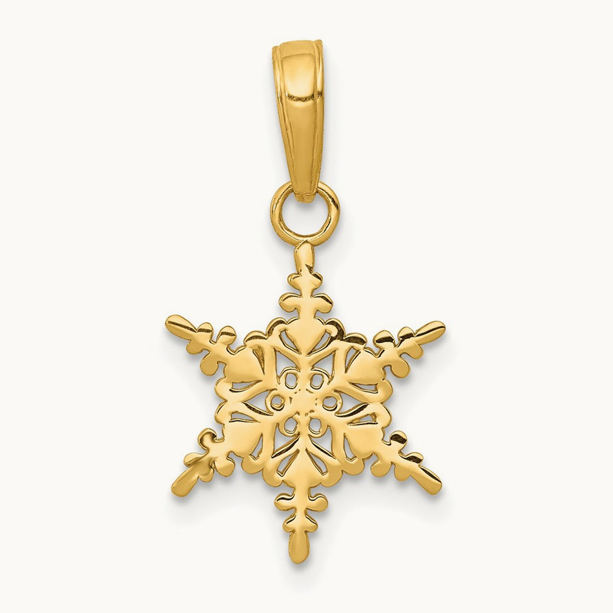 Small Snowflake Pendant — 14K Yellow Gold