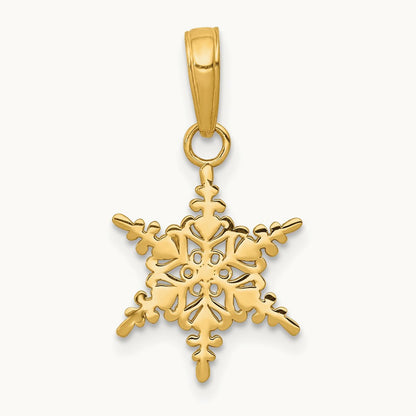 Small Snowflake Pendant — 14K Yellow Gold