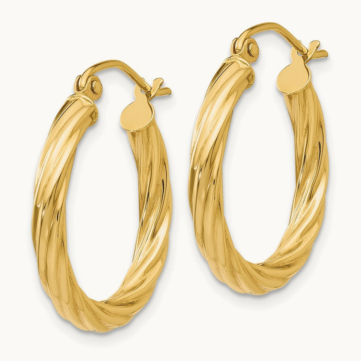 Rope Twist Hoop Earrings — 14K Yellow Gold, 15mm, 2.75mm