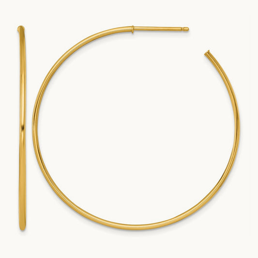 1.2 x Polished Post Hoop Earrings, 45mm, 14K