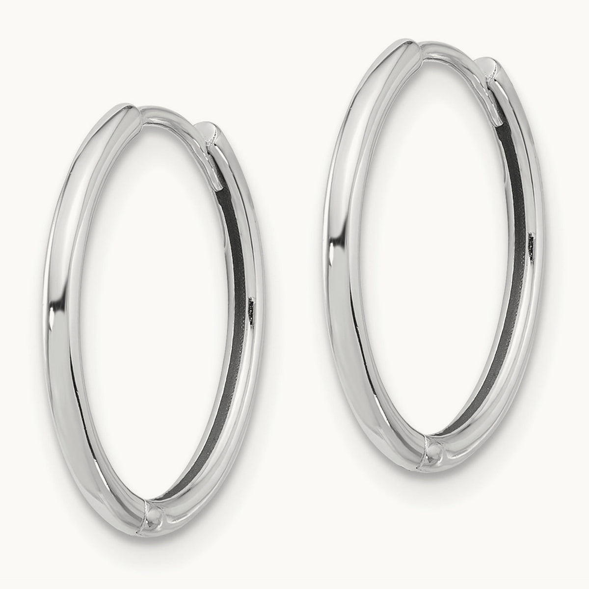 Polished Hinged Hoop Earrings — 14K White Gold
