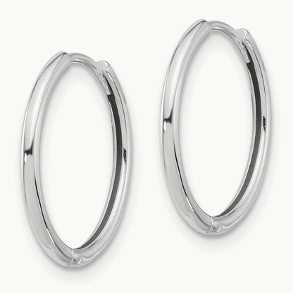 Polished Hinged Hoop Earrings — 14K White Gold