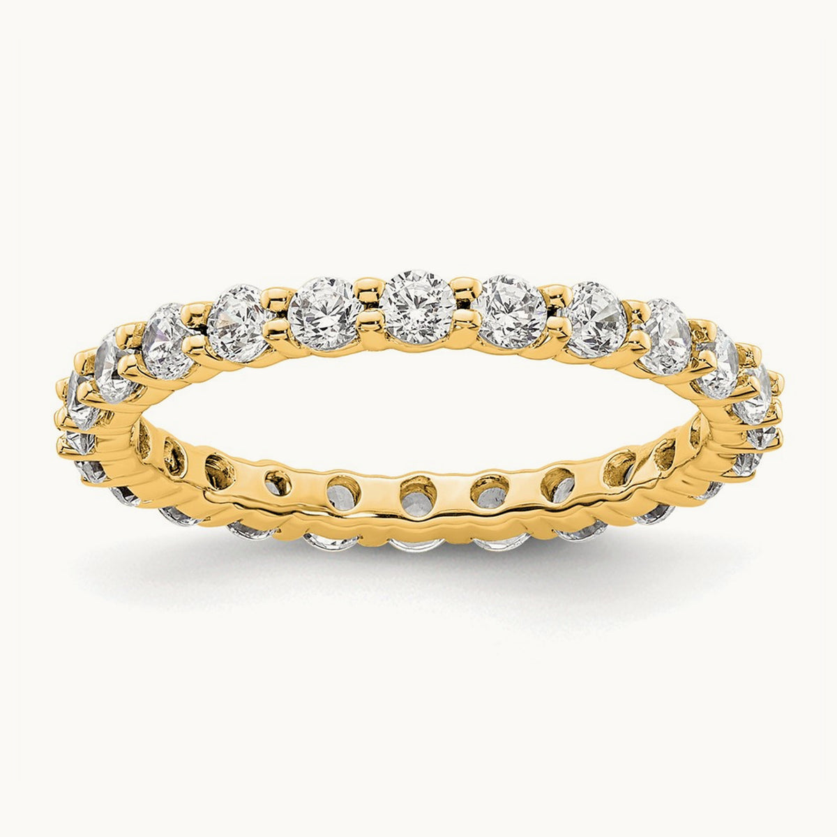 Polished Shared Prong Diamond Eternity Band — 14K Yellow Gold