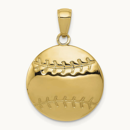 Polished Baseball Charm, 14K
