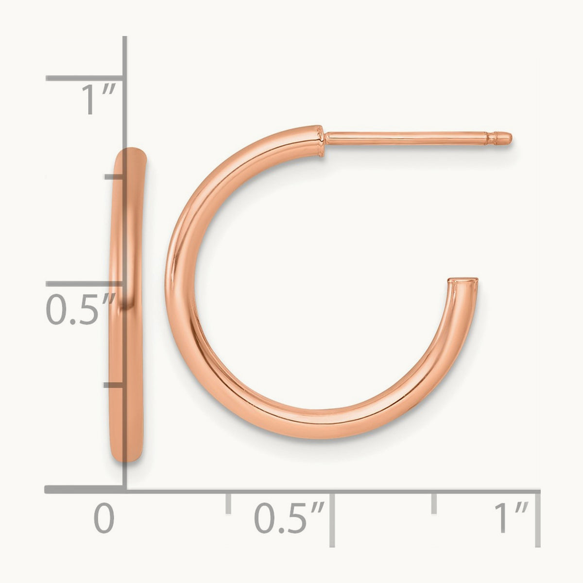 2.0 x Polished Post Hoop Earrings — 14K Rose Gold