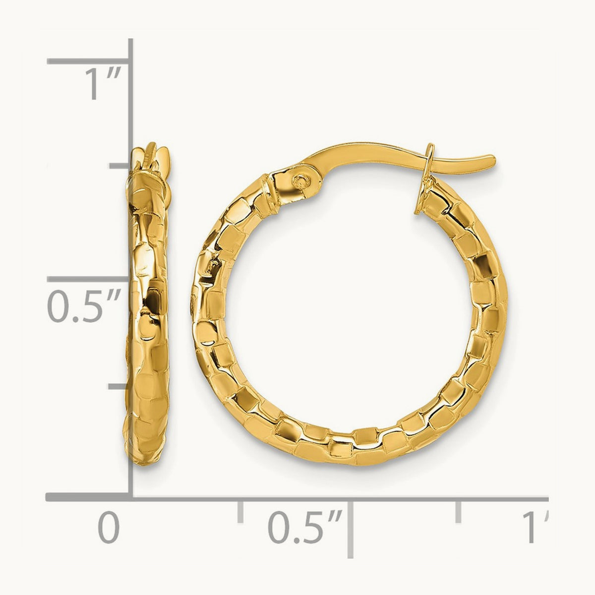 Polished Textured Hoop Earrings — 17mm