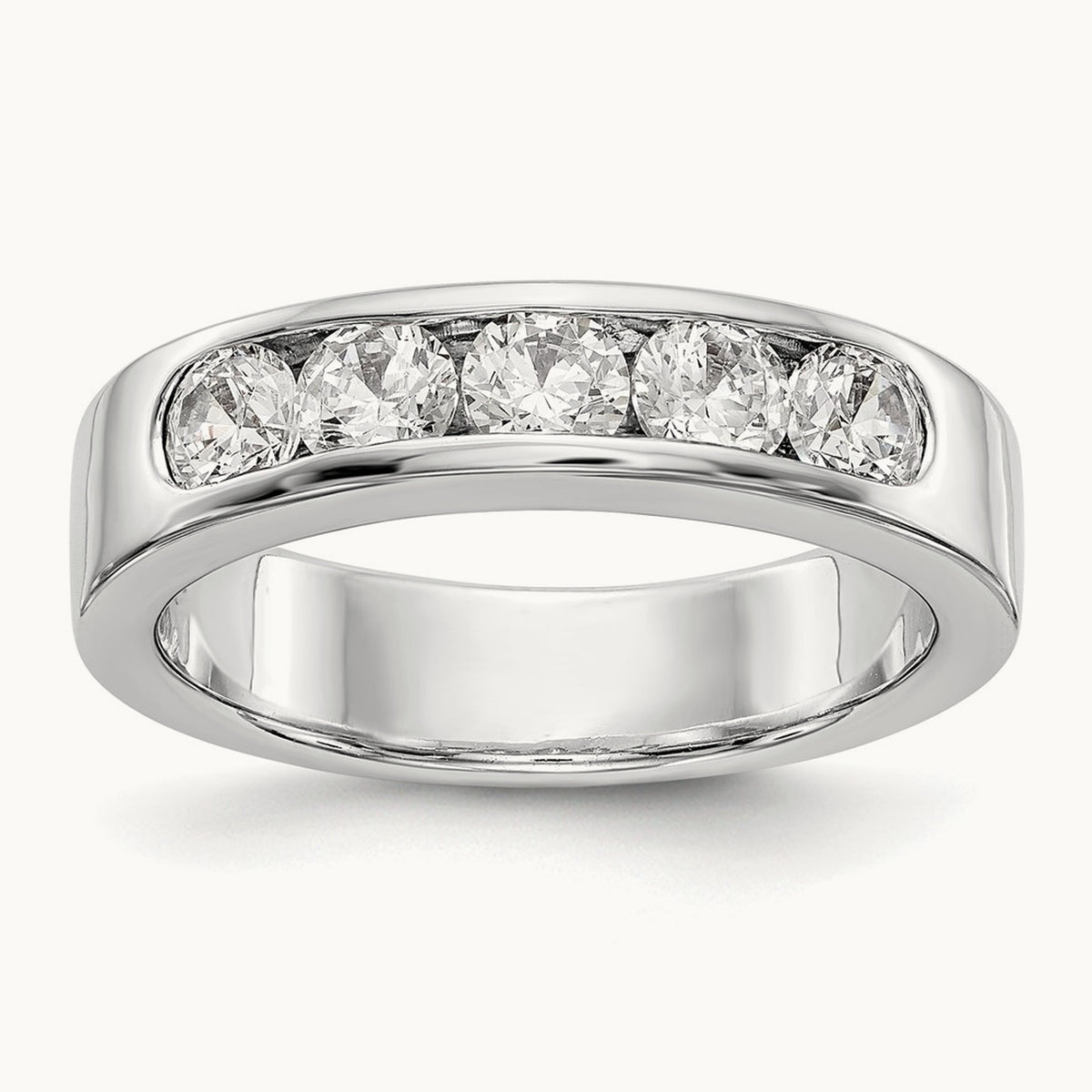 5-Stone Diamond Channel Band, 14K White Gold