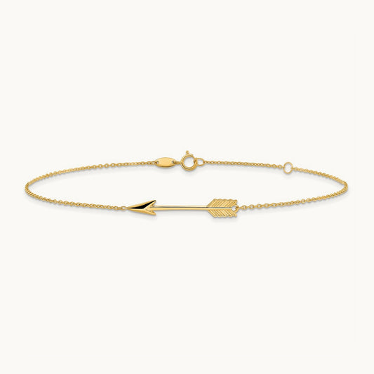 Polished Arrow 9in Plus 1in ext. Anklet, 14K