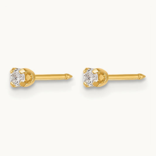 Inverness 14k Polished .10ct Lab Grown Diamond Short Post Earrings, 2.4mm