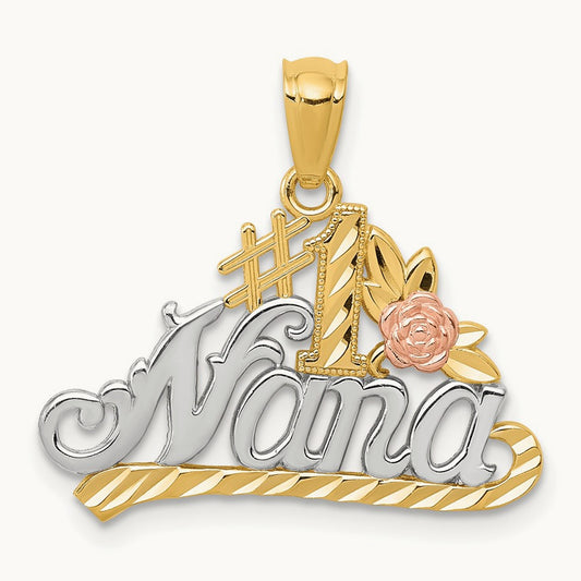 w/White Rhodium DC #1 NANA w/Rose Pendant, 14K Two-tone