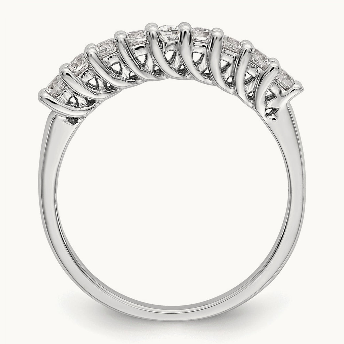 9-Stone Diamond Band, 14K White Gold