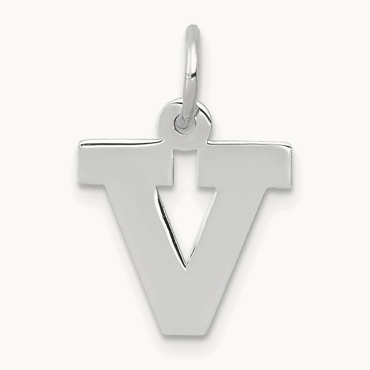 Small Block Initial Charm — 14K White Gold, V