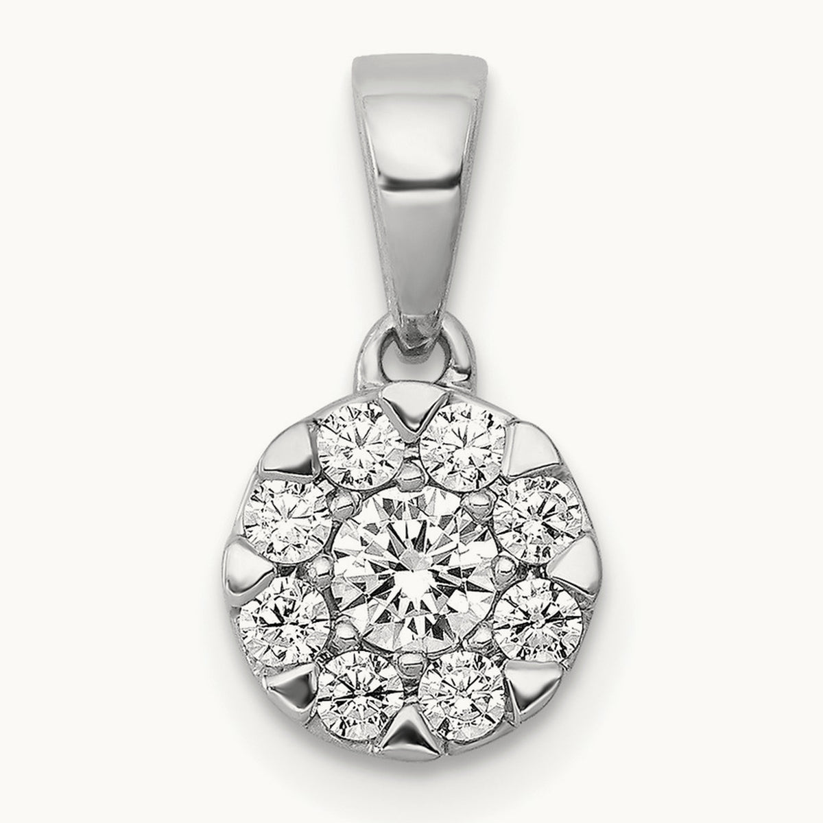1/3ct. Diamond Circle Cluster Pendant, 14K White Gold