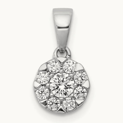 1/3ct. Diamond Circle Cluster Pendant, 14K White Gold