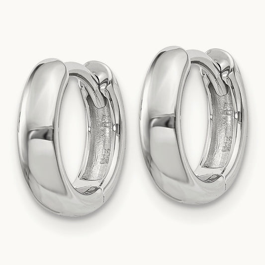 Round Hinged Hoop Earrings, 14K White Gold