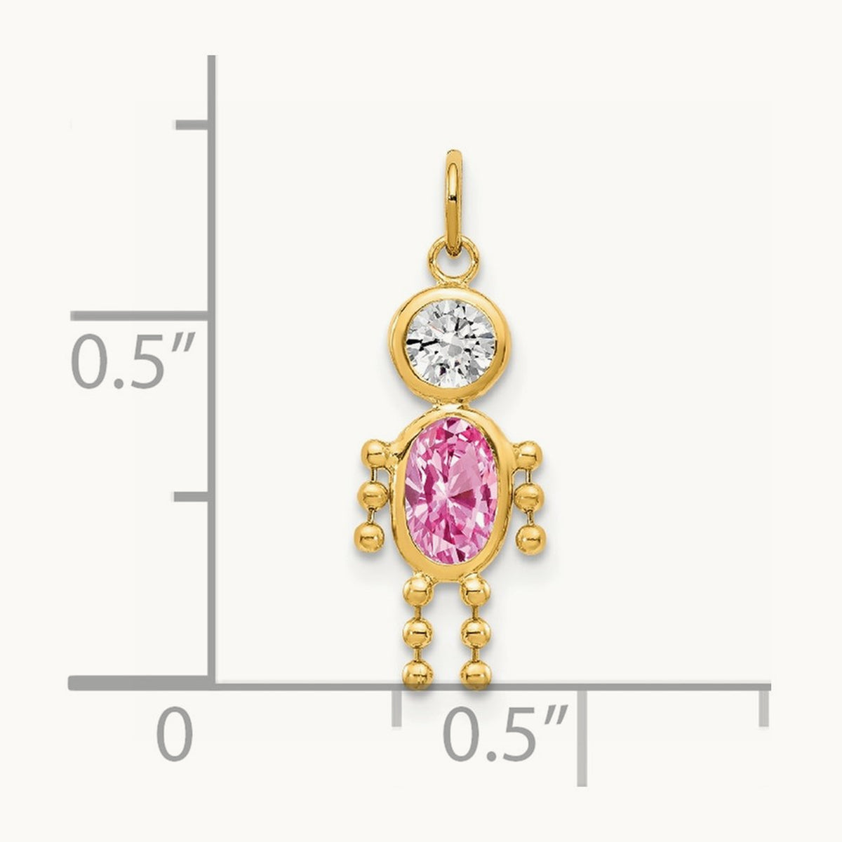 October Boy Birthstone Charm, 14K