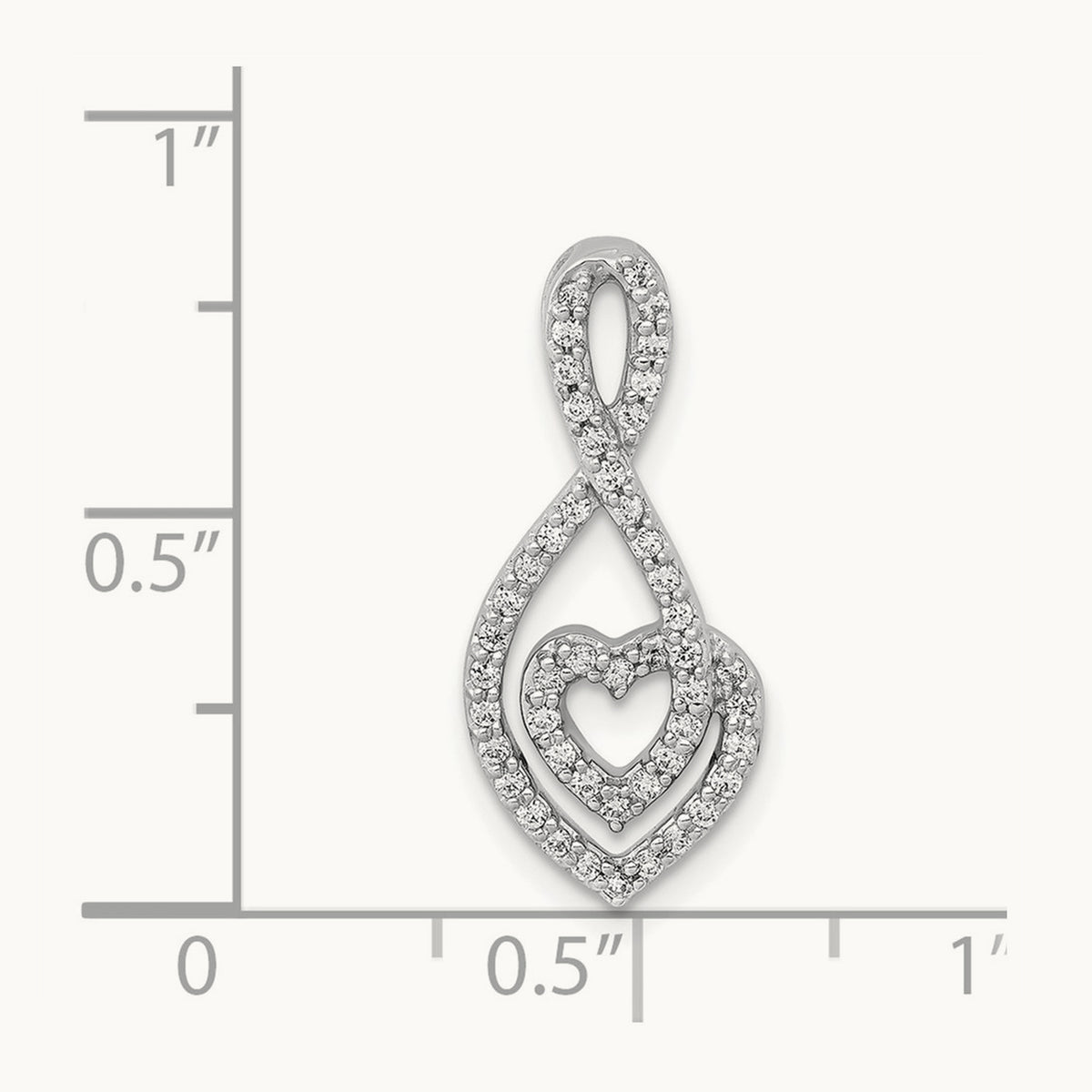 1/4ct. Diamond Fancy Heart Infinity Chain Slide, 14K White Gold