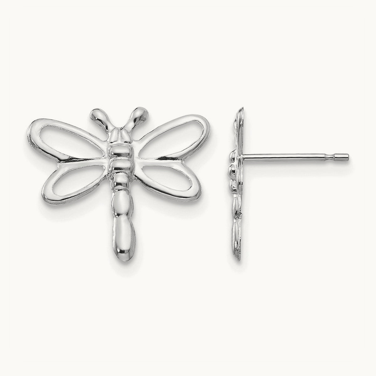 Madi K Polished Dragonfly Earrings, 14K White Gold