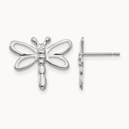 Madi K Polished Dragonfly Earrings, 14K White Gold