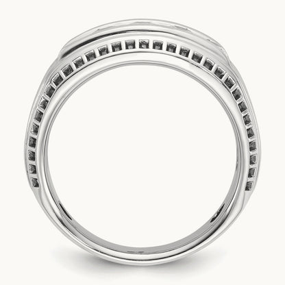 w/Black RH IBGoodman Men's Polished 5-Stone Diamond Ring, 14K White Gold