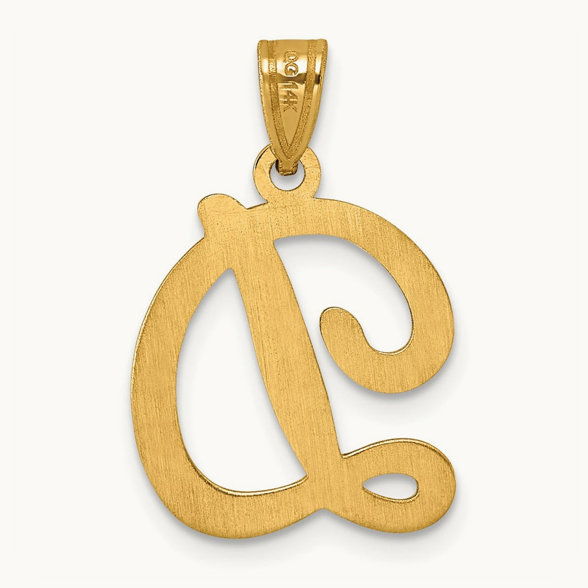 Script Letter D Initial Pendant, 14K