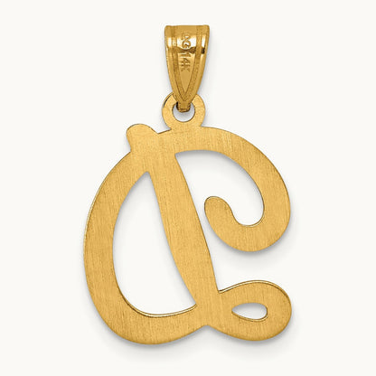 Script Letter D Initial Pendant, 14K