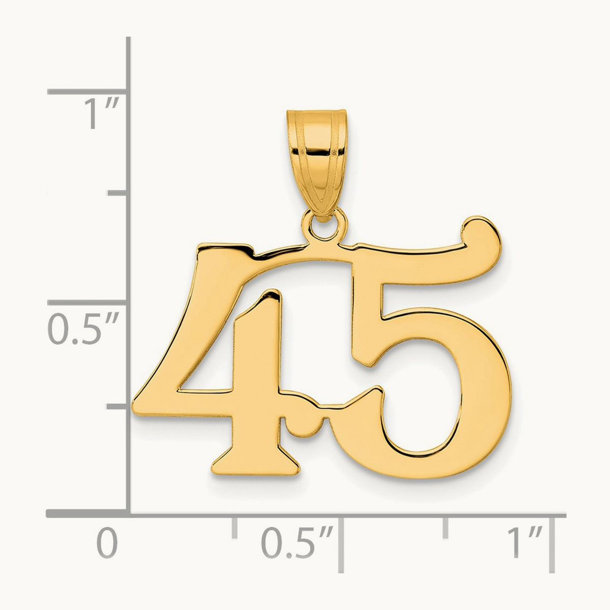 Polished Number 45 Pendant, 14K